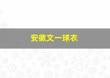 安徽文一球衣