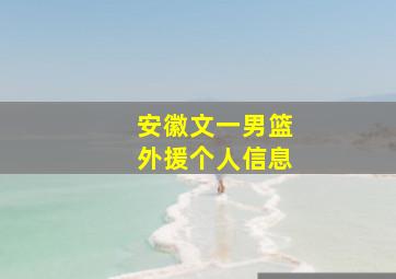 安徽文一男篮外援个人信息