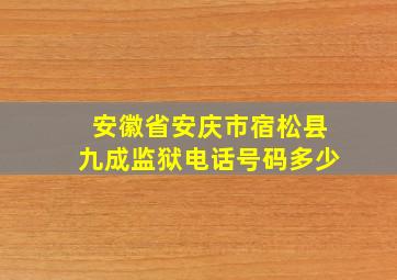 安徽省安庆市宿松县九成监狱电话号码多少