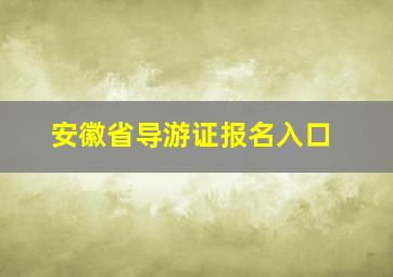 安徽省导游证报名入口