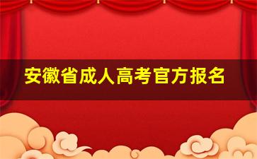 安徽省成人高考官方报名