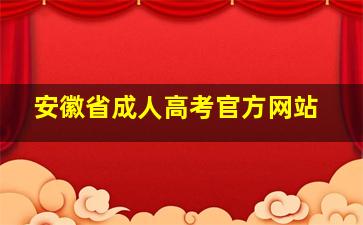 安徽省成人高考官方网站