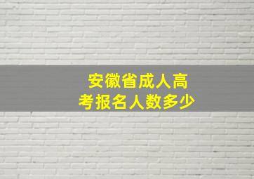 安徽省成人高考报名人数多少