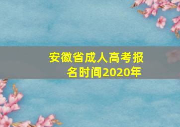 安徽省成人高考报名时间2020年