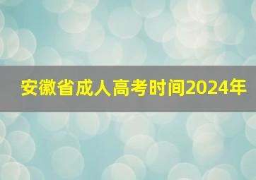 安徽省成人高考时间2024年