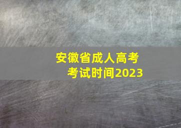 安徽省成人高考考试时间2023