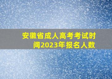 安徽省成人高考考试时间2023年报名人数