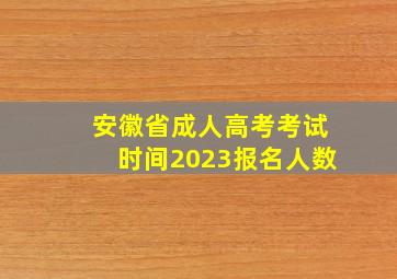 安徽省成人高考考试时间2023报名人数