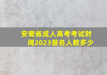 安徽省成人高考考试时间2023报名人数多少