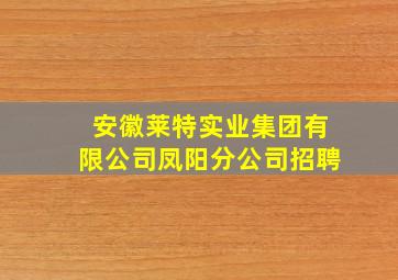 安徽莱特实业集团有限公司凤阳分公司招聘