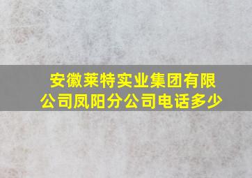 安徽莱特实业集团有限公司凤阳分公司电话多少