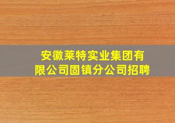 安徽莱特实业集团有限公司固镇分公司招聘