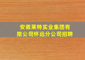 安徽莱特实业集团有限公司怀远分公司招聘