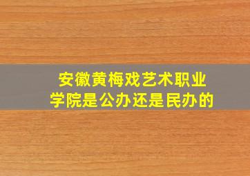 安徽黄梅戏艺术职业学院是公办还是民办的