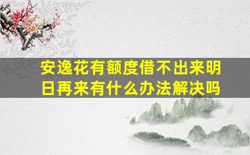 安逸花有额度借不出来明日再来有什么办法解决吗