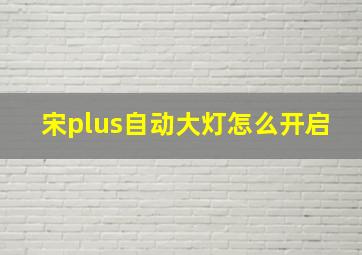 宋plus自动大灯怎么开启