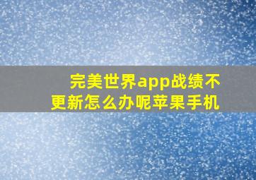 完美世界app战绩不更新怎么办呢苹果手机