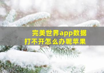 完美世界app数据打不开怎么办呢苹果