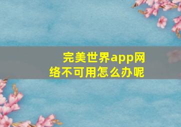 完美世界app网络不可用怎么办呢