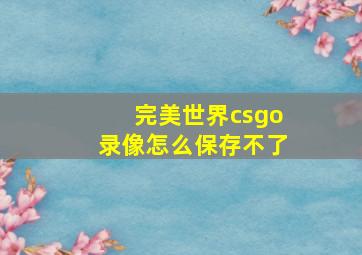 完美世界csgo录像怎么保存不了