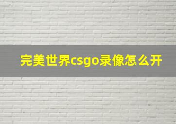 完美世界csgo录像怎么开