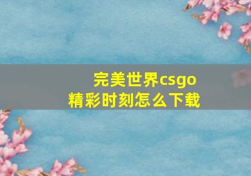 完美世界csgo精彩时刻怎么下载