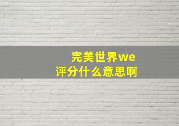 完美世界we评分什么意思啊