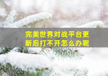 完美世界对战平台更新后打不开怎么办呢