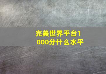 完美世界平台1000分什么水平