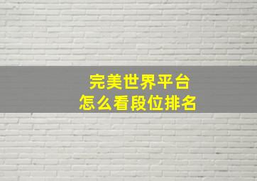 完美世界平台怎么看段位排名