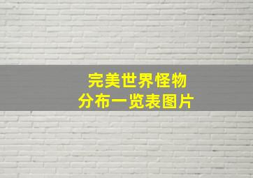 完美世界怪物分布一览表图片