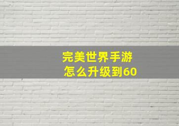 完美世界手游怎么升级到60