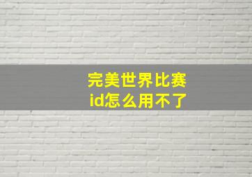 完美世界比赛id怎么用不了