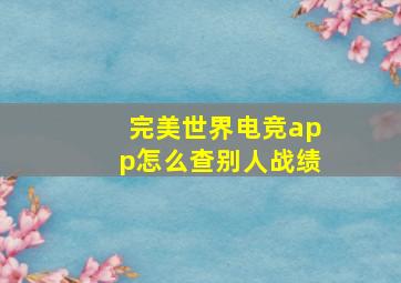 完美世界电竞app怎么查别人战绩