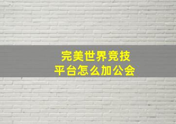 完美世界竞技平台怎么加公会