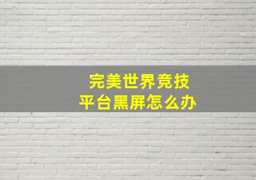 完美世界竞技平台黑屏怎么办