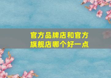 官方品牌店和官方旗舰店哪个好一点