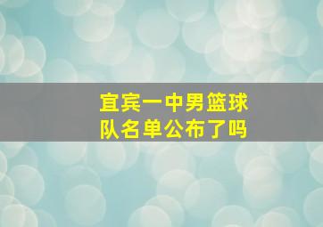 宜宾一中男篮球队名单公布了吗