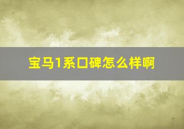 宝马1系口碑怎么样啊