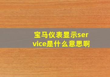 宝马仪表显示service是什么意思啊