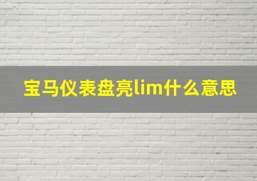 宝马仪表盘亮lim什么意思