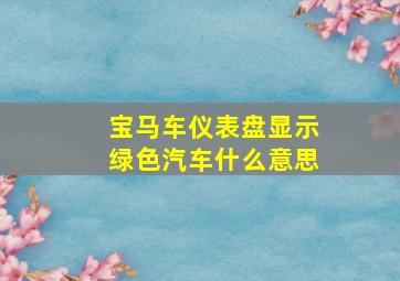 宝马车仪表盘显示绿色汽车什么意思