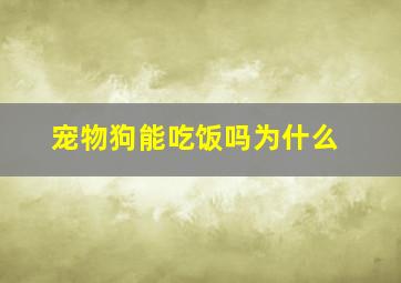 宠物狗能吃饭吗为什么