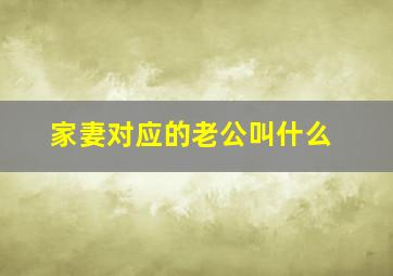 家妻对应的老公叫什么