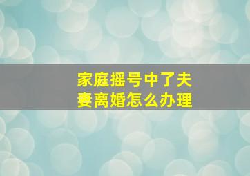 家庭摇号中了夫妻离婚怎么办理