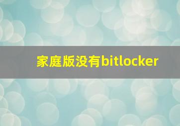 家庭版没有bitlocker