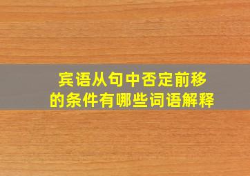 宾语从句中否定前移的条件有哪些词语解释