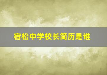 宿松中学校长简历是谁