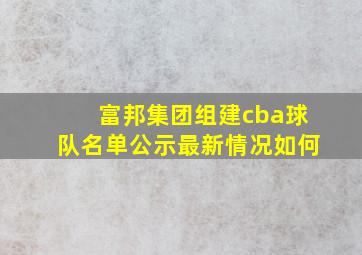 富邦集团组建cba球队名单公示最新情况如何