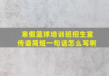 寒假篮球培训班招生宣传语简短一句话怎么写啊